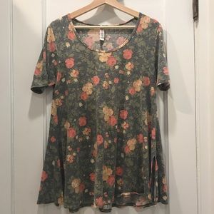 Lularoe Floral Perfect Tee (Vintage Rose)